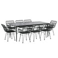 thumbnail image 3 of vidaXL 9 Piece Patio Dining Set Black Poly Rattan, 3 of 10