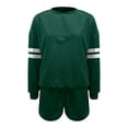 thumbnail image 4 of Womens Track Suits 2 Piece Set Women's Striped Drop Shoulder Sweatshirt And Shorts Casual Two Piece Set For Fall Winter Comfort, 4 of 4