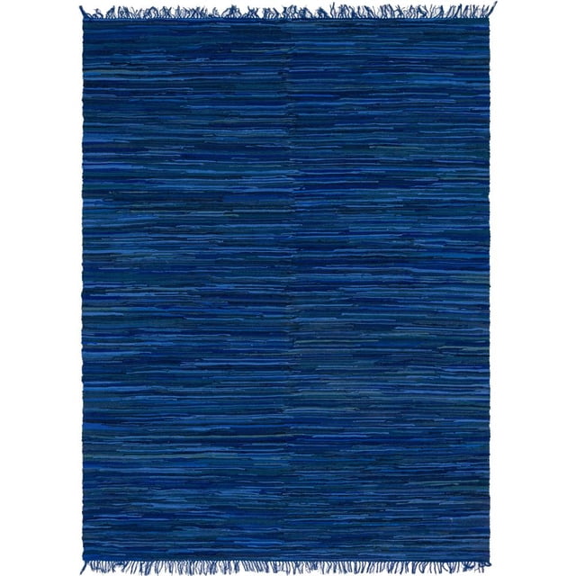 Unique Loom Chindi Cotton Collection Hand Woven Natural Fibers Area Rug, 9 x 12 Feet, Navy Blue/Ivory