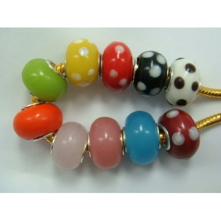 - Bundle 100pc Lot Silver Lampwork Murano Glass European Mix Beads - Compatible...