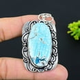 thumbnail image 2 of Natural Tibetan Turquoise Gemstone 925 Sterling Silver Pendant 2.60", 2 of 2
