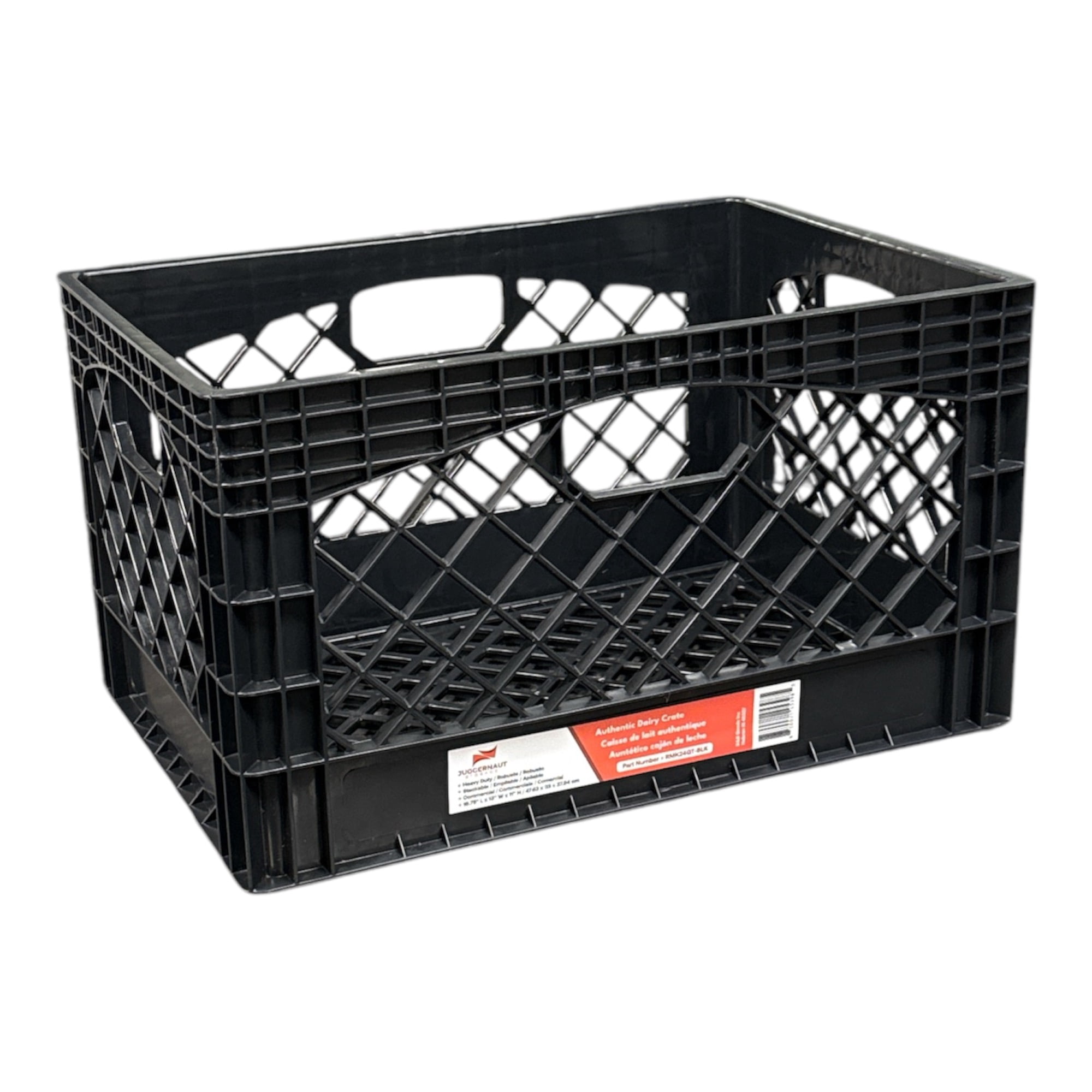 Juggernaut Storage 24QT Plastic Heavy-Duty Milk Crate, Black