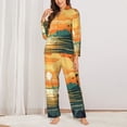 thumbnail image 2 of Haiem Tropical Sunset Paradise Pattern Women’s Long-sleeve Sleepwear,Sleepwear Set,2-piece Loungewear Set,Soft PJs Comfy Nightwear with Pockets-Small, 2 of 7