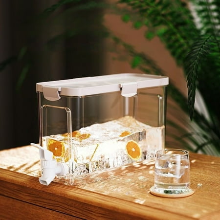 

DMDUOU 3.9L White PE Plastic Beverage Dispenser with Tap for Iced Drinks Family and Party Use Great Gift Idea White