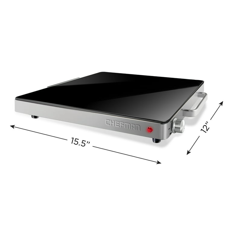 Megachef Electric Warming Tray with Adjustable Temperature Control, 24 in,  Silver, Black