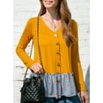 thumbnail image 2 of Doublju Women's Long Sleeve Button Down Top Cardigan with Contrast Bottom, 2 of 4