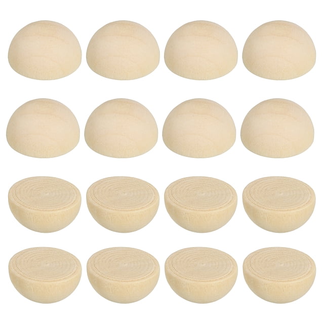 Uxcell 12mm Mitades de Perlas de Madera, Paquete de 300 Perlas de Madera Natural sin Terminar, Bolas de Madera Redondas Divididas para Manualidades