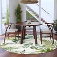 thumbnail image 3 of Green Leaves Round Area Rug 7Ft Washable Circle Rugs for Dorm Laundry Room, Summer Botanical Farmhouse Watercolor Leaf Non-Slip Carpet Floor Mats Indoor Outdoor Carpet Runner Aesthetic Home Decor, 3 of 8