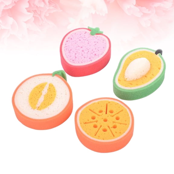 HONITANO Bath Sponge For Kids 4Pcs Body Scrubber For Kids Melon Orange Shapes Fatigue Relief