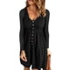 thumbnail image 1 of Vestido de manga larga Color puro Longitud media Elegante Cuello en V Apretar Vestido casual Cintura fruncida Transpirable Slim Fit para mujer Negro XXXL, 1 of 6