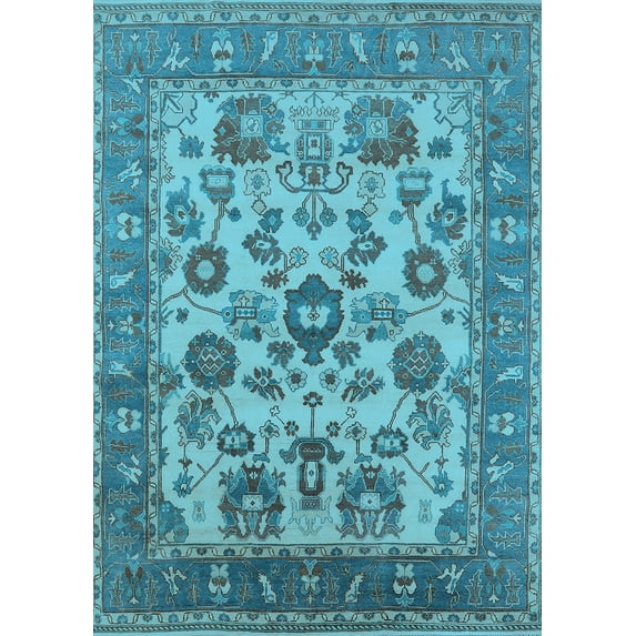 Ahgly Company Indoor Rectangle Oriental Light Blue Industrial Area Rugs, 2' x 3'