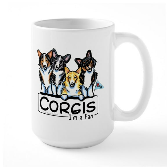CafePress - Corgi Fan Large Mug - 15 oz Ceramic Large White Novelty Mug