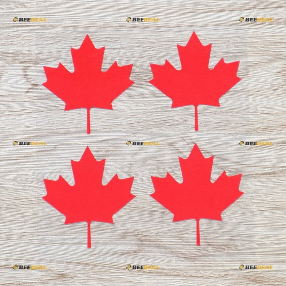 Canada Canadian Maple Leaf Vinyl Decal Sticker - 4 Pack Reflective, 3 Inches - for Car Boat Laptop Cup