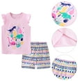 thumbnail image 4 of GYRATEDREAM Girls 2 Piece Outfits Summer Clothes Ruffle Short Sleeve Shirts Top and High Waist Shorts Set Toddler to Little Kid, 4 of 9