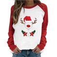 thumbnail image 1 of Tops Para Mujer Camisas de Manga Larga Otoño Primavera Patchwork Navidad Impreso Cuello Redondo Camiseta Casual Odeerbi ODB151548, 1 of 7