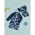 thumbnail image 5 of BemeyourBBs Toddler Baby Boy Girl One Piece Swimsuit with Sunhat Set Newborn Infant Bathing Suit Long Sleeve Rash Guard Half Zipper Sea Animal Shark Swimwear Beachwear UPF 50+, 5 of 9