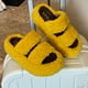 thumbnail image 4 of Pantuflas de mujer con suela gruesa y alza, color amarillo, doble tira con letras, estilo moderno para otoño e invierno, cómodas, talla 37 Rkxzt, 4 of 9