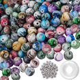 thumbnail image 1 of 500 Cuentas de Acrílico Cuentas Sueltas con Patrones de Tinta para Hacer Joyas, con 50 Cuentas Espaciadoras y Cuerda de Cristal de 8 Mm para Hacer Pulseras 500 Cuentas Elásticas, 1 of 7