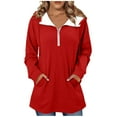 thumbnail image 3 of Horkkom Quarter Zip Pullover Women Long Sleeve V Neck Sweatshirt Casual Loose 1/4 Zip Pullover Sweatshirts with Pockets L, 3 of 7