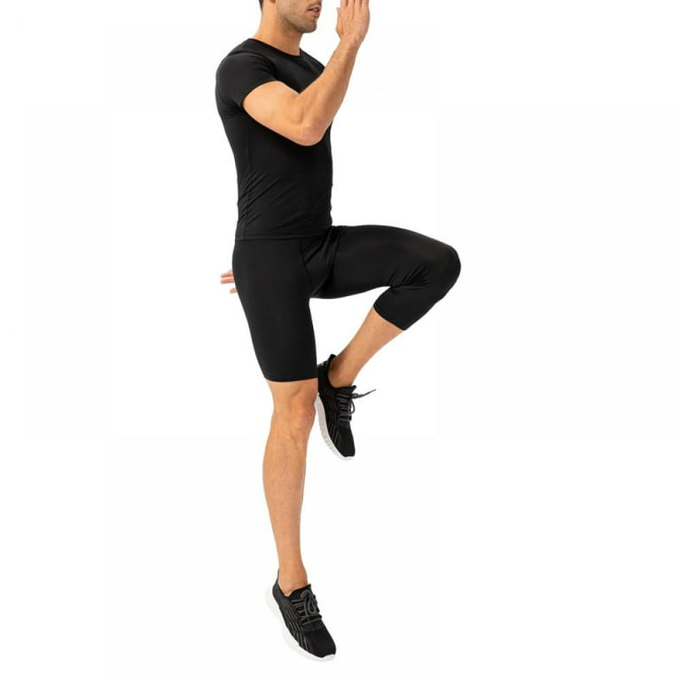 Men's One Leg Compression Tights for Basketball Capri Tights 3/4 Compression  Pants 