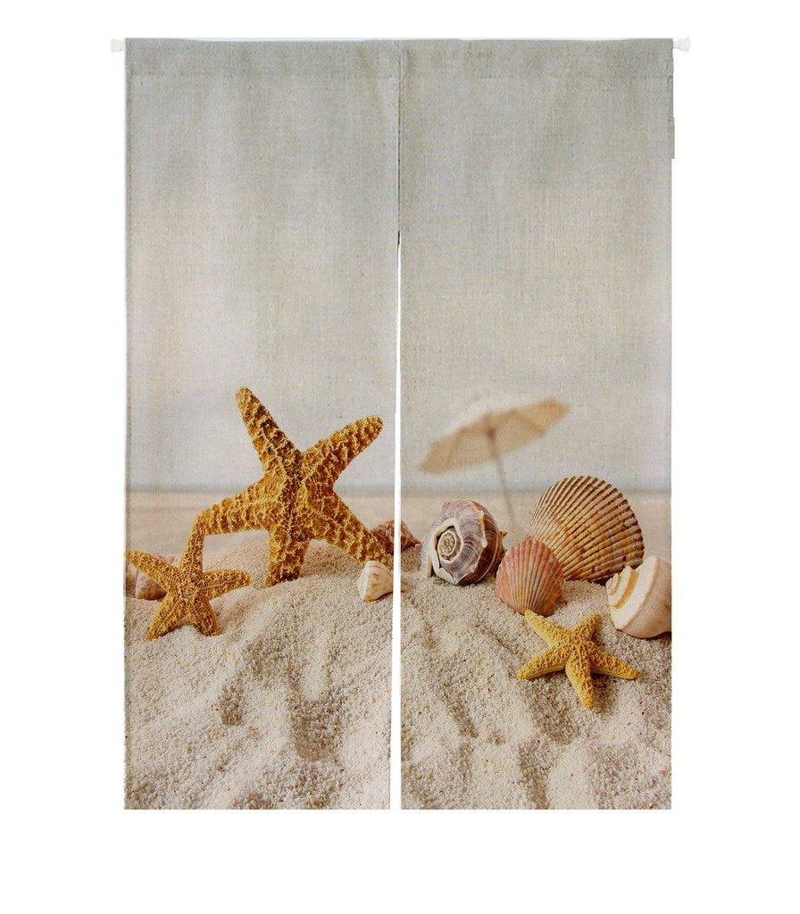 GCKG Star Fish Sea Shell Beach Doorway Curtain Japanese Noren Curtains