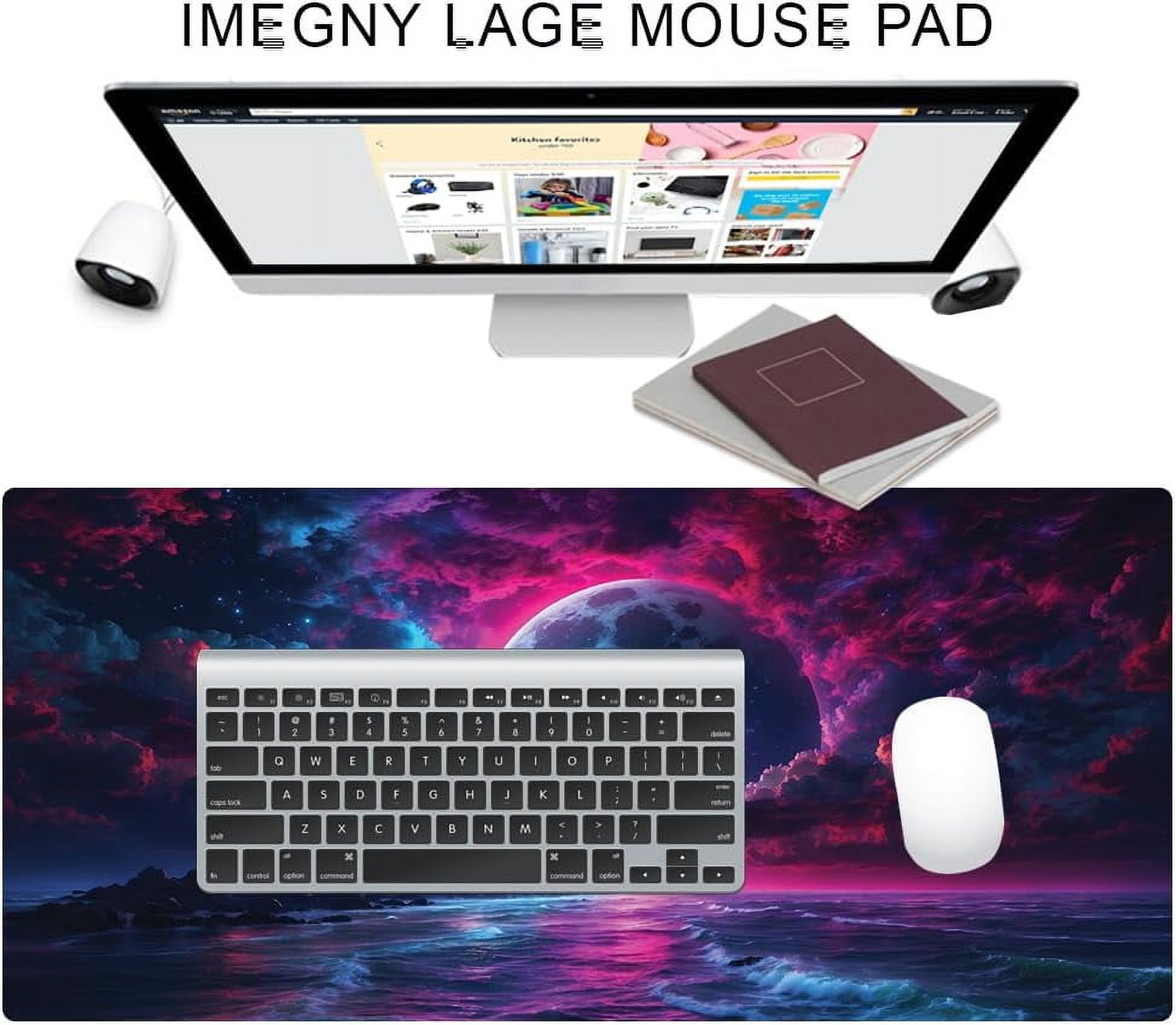 Large Gaming Mouse Pad, Extended XXL Desk Pad & Non-Slip Rubber Mat for Mice and Keyboard with Stitched Edges （90x40 citysunset034）