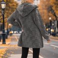 thumbnail image 6 of adaychics Long Cardigan With Hood Oversized Solid Color Cardigan Long Warm Winter Hoodie Coat for Dating Streetwear, 6 of 7
