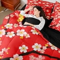 thumbnail image 4 of Castle Fairy Kids Cherry Blossom Twin Bedding Sets,Black Red Sakura Bedding Comforter Set, 4 of 8