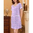 thumbnail image 2 of Ekouaer Nightgowns for Women 2 Pack Button Down Sleep Shirts Short Sleeve Nightshirt Sleepwear House Dress with Pockets, 2 of 6