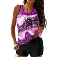 thumbnail image 2 of CALAFEBILA Swimsuits for Women 2025 Modest Two Piece Tankini Pleated Floral Print Bathing Suits, 2 of 6