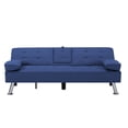 thumbnail image 3 of Gewnee 65.3 Inch Modern Futon Sofa,Sleeper Sofa with Cup Holders,Adjustable Backrest and Storage Side Pocket,Suitable for Small Space and Offices.Navy Blue, 3 of 14