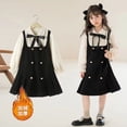 thumbnail image 1 of Vestido de niña de invierno grueso, elegante, de moda, estilo universitario, vestido de princesa, conjunto de dos piezas falso para niños grandes, 1 of 6