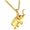 Gold with chain, variant on PAMTIER Men's Stainless Steel Hip Hop Personality Solid Animal Long Nose Teeth Fan Ears Elephant Pendant Necklace Gold No Chain