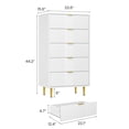 thumbnail image 4 of Commode Cannelée à 5 Tiroirs, Haute Commode Moderne en Bois avec Poignée en Métal, Commode pour Chambre, Salon, Couloir, Blanc, 4 of 8