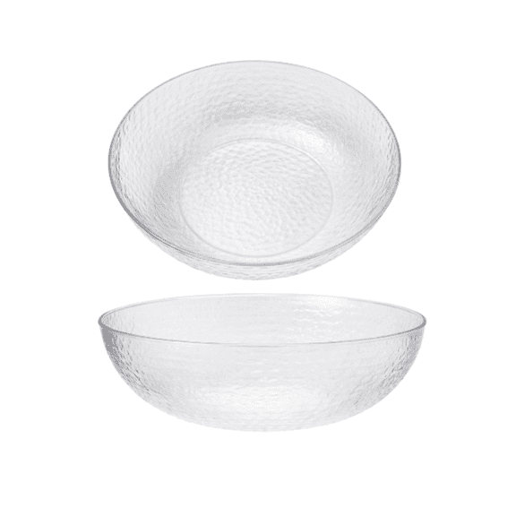 15-Inch Clear Hammered Plastic Bowl – Large Disposable Serving Bowl for Salads, Fruit, Chips & Party Food, Elegant Heavy-Duty Catering Bowl for Events, Buffet, Meal Prep & Everyday Kitchen Use (1)