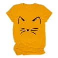 thumbnail image 1 of T-shirts pour Femmes Col Rond Manches Courtes Texte Quotidien Botanique Floral Chat T-Shirt Haut T-Shirts Femmes Jaune TG, 1 of 4