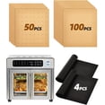 thumbnail image 1 of 154PCs Paper Liners Compatible with Emeril Lagasse 26QT Extra Large Air Fryer Toaster Oven Accessories,100PCs Unbleached Parchment Paper,50PCs Disposable Liners with Holes, 4PCs Reusable Baking Mats, 1 of 7