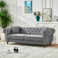 thumbnail image 4 of Newest 3+3 Seater ‌velvet upholstery fabric Sofa with Roll Armrest & Nailhead,Upholstered Mid Century Modern Couch,3 Seater & 3 Seater Couch for Living Room, Office, Apartment, Gray, 4 of 9