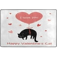thumbnail image 4 of SKYSONIC Happy Valentines Cat Non-Slip Area Rug, Black Kitten Heart Balloon Floor Carpet Comfort Floor Mats Decor for Indoor Front Porch Living Room Bedroom Kitchen, 36"x24", 4 of 5