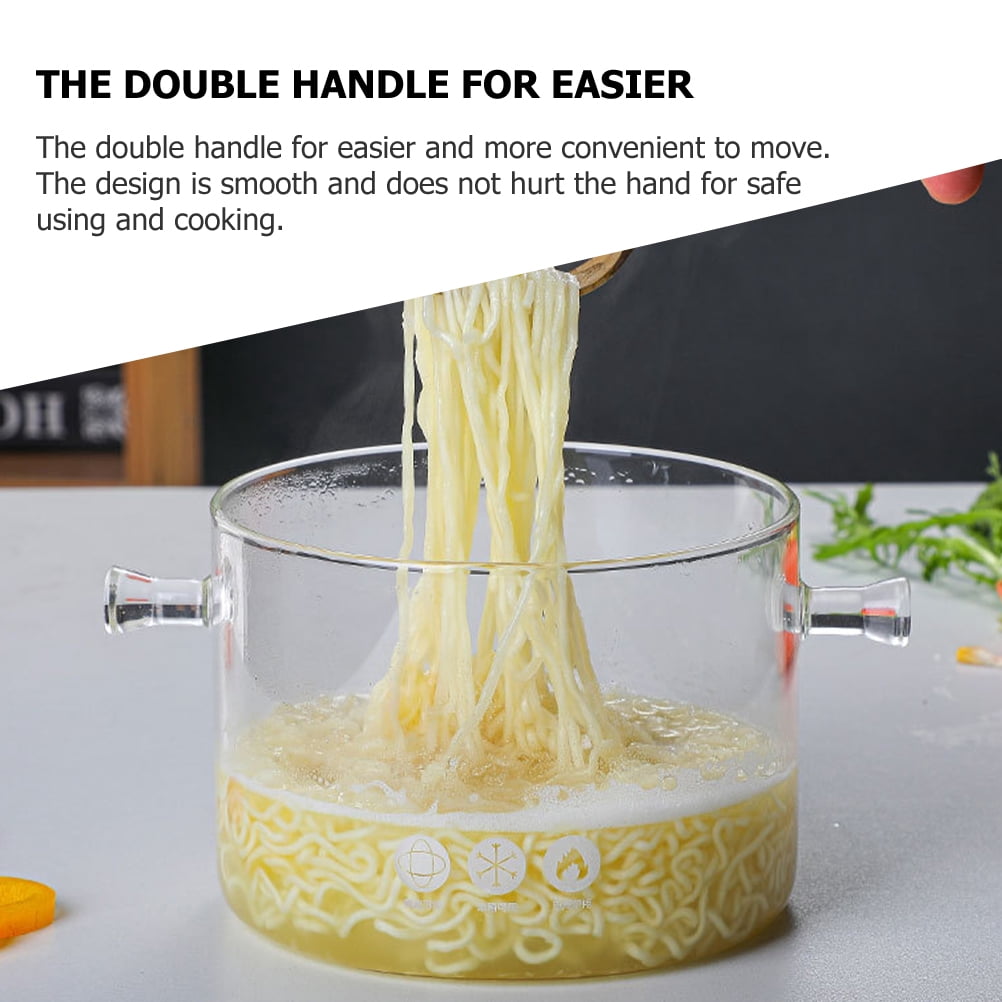 Glass Instant Noodle Bowl Kitchen Cookware Soup Pot Clear Cooking Utensils Simmering for Stovetop