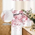 thumbnail image 2 of No Hook Shower Curtain with Built-in Rings - Pink Floral Cherry Blossom Washable Waterproof Fabric Bathroom Curtains for Hotel,Rentals, Stall 36 X 78 Inch , Spring Flower White, 2 of 9