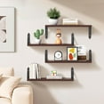 thumbnail image 5 of Wood Floating Shelves Set of 4, Rustic Storage Decor Wall Shelves, Wall Mounted Shelf for Living Room, Bedroom 17" x 6", Brown, 5 of 7