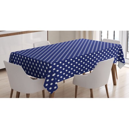 

Retro Tablecloth Pattern with White Polka Dots on a Sailor Navy Dark Blue Background Vintage Tile Rectangular Table Cover for Dining Room Kitchen 52 X 70 Inches White Navy Blue by Ambesonne