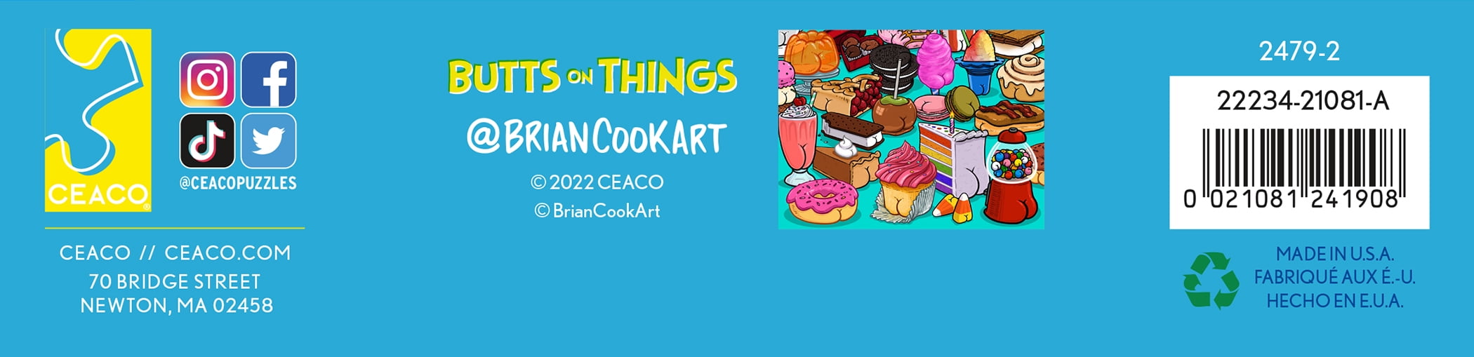 Ceaco - Brian Cook Butts on Things - Sweet Cheeks - 500 Piece Interlocking Jigsaw Puzzle