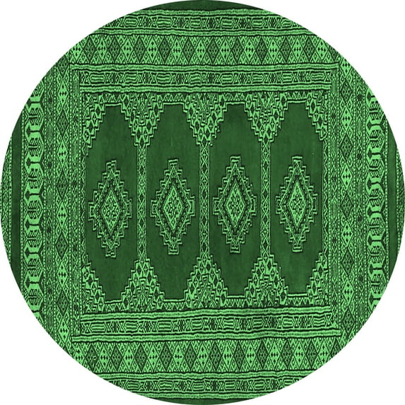 Ahgly Company Indoor Round Southwestern Emerald Green Country Area Rugs, 6' Round