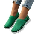 thumbnail image 3 of VBARHMQRT Work Sneakers for Women Ladies Fashion Leopard Print Color Block Breathable Mesh Knitted Flat Bottomed Casual Sports Shoes Womens Wide Width Sneakers Green, 3 of 7