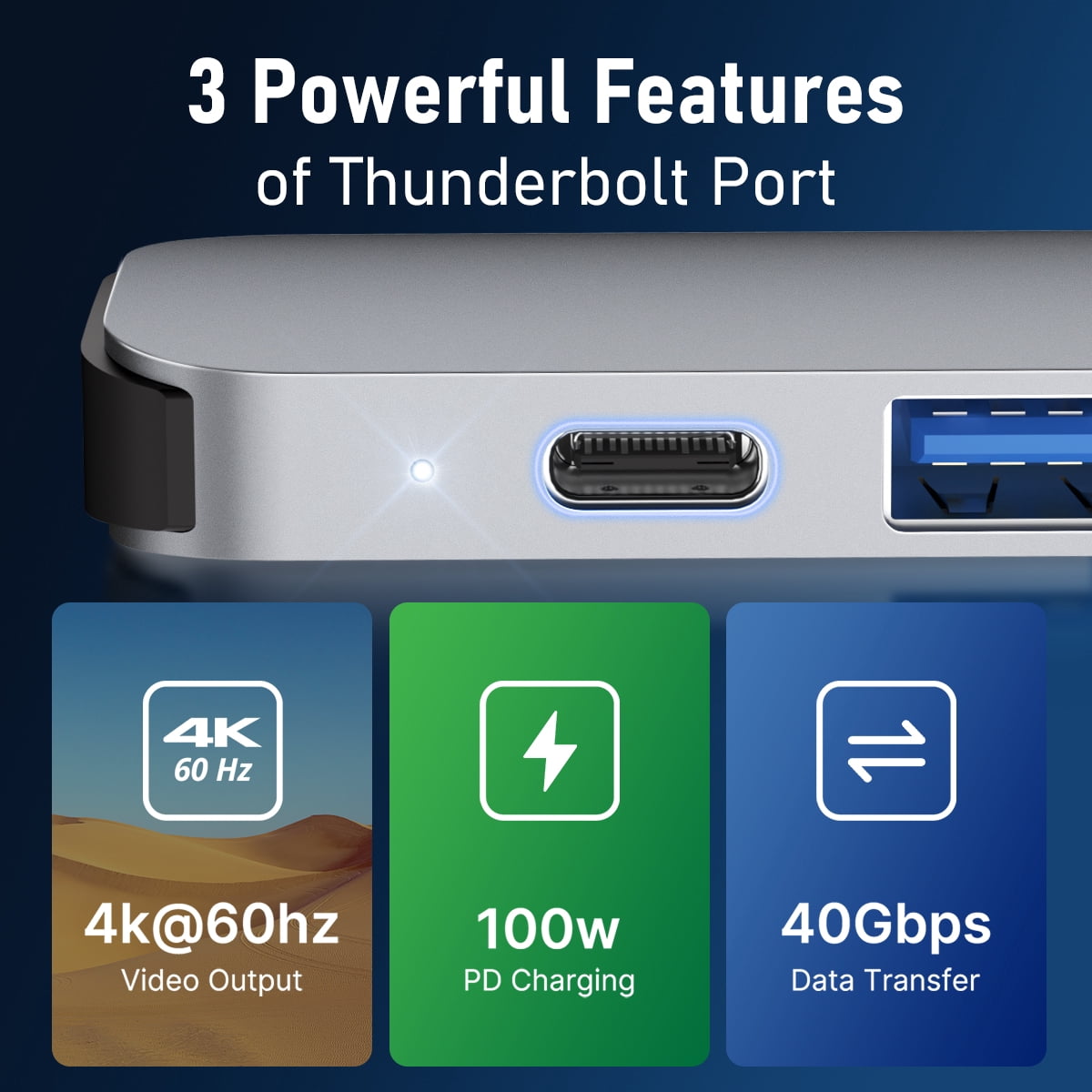 7-in-2 Aluminum USB-C Docking Station for Macbook with 4k Screen Projection, 100w Fast Charging, 40gbps Ultra-Speed Transfer, SD/TF Card Slot, and USB A 3.0 Data Port