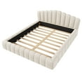 thumbnail image 5 of PORKISS Queen Bed Frame, Queen Platform Bed with Velvet Upholstered and Shell-Shaped Headboard, Modern Wood Bed Frame for Bedroom, No Box Spring Needed, Beige, 5 of 8