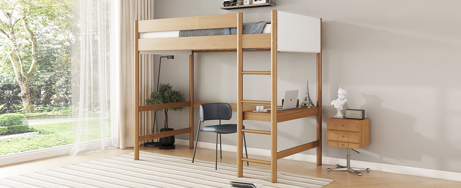 Sailvan Twin Over Twin Bunk Bed with Boucle Upholstered Headboard Footboard,Ladder, Safety Guardrail