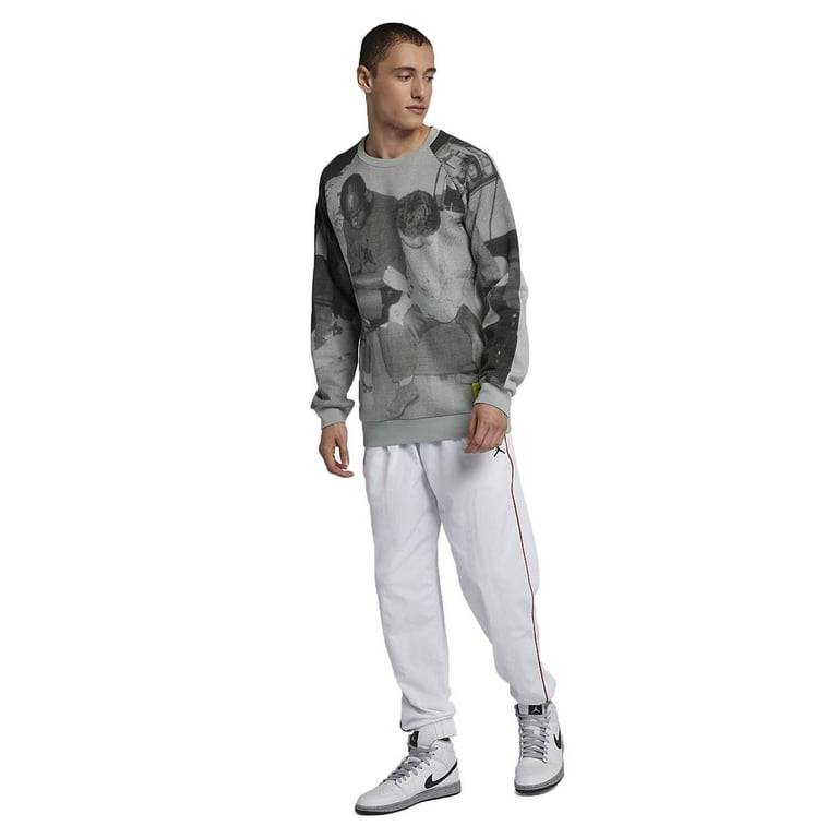 Air Jordan Men s Legacy Tinker Fleece Crew Sweatshirt Grey Black bq1383 017